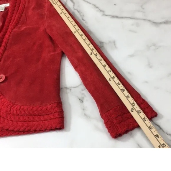 Cold Water Creek Red 100% Genuine Suede Leather Blazer Jacket Size Medium Unworn - Picture 8 of 11